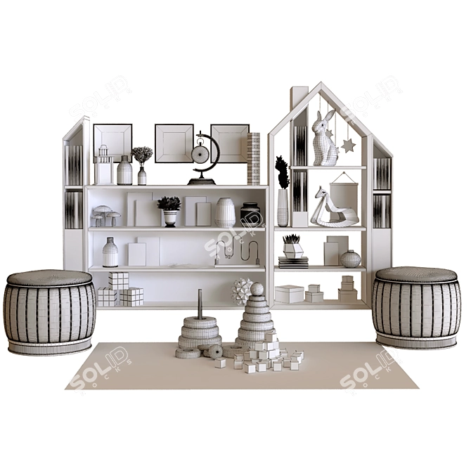 Modern Children Decor Set 3D model image 5