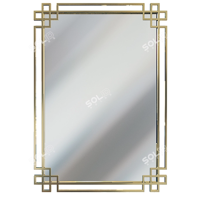 Golden Frame Rectangular Mirror, KFE1270 3D model image 1