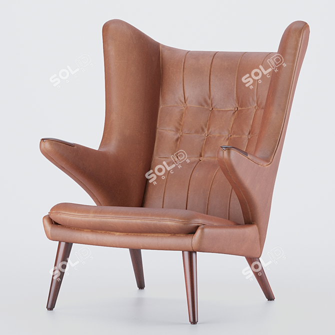 Bear-Paw Leather Armchair - Hans Wagner 3D model image 3