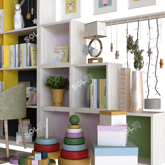 Whimsical Kids Room Decor Set 3D model image 4