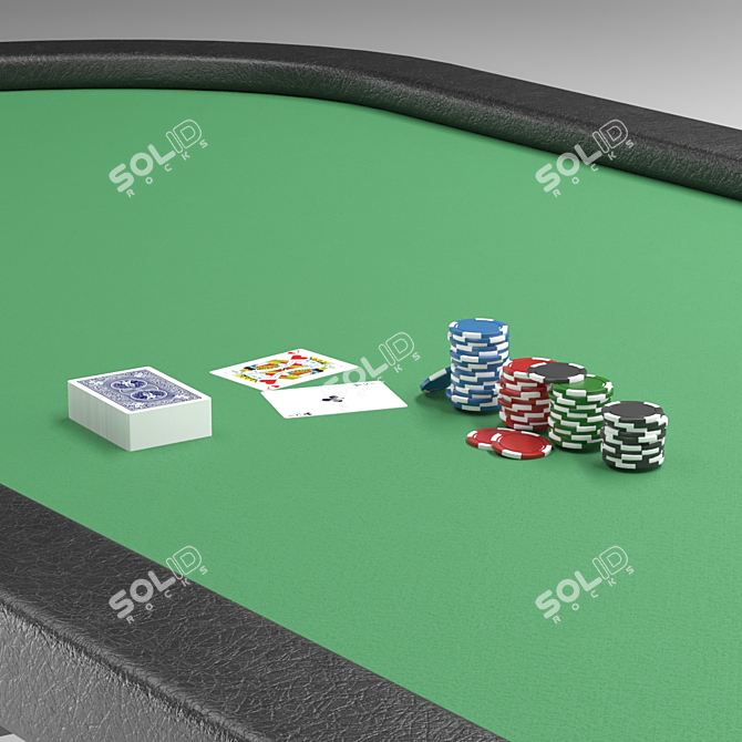 Premium Poker Table Set: Cards, Chips, and 3D Model 3D model image 2