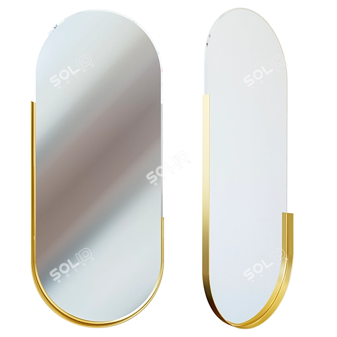 Gold Metal Frame Oval Mirror (19-ОА-6385) 3D model image 1