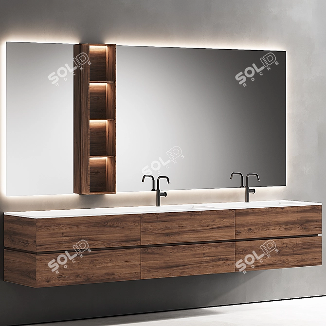 Edone by Agora NIK 002: Elegant Vanity Set with Kuma Stone Panna Sinks 3D model image 1