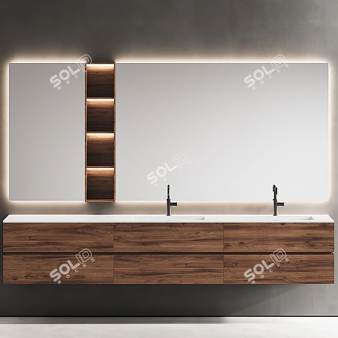 Edone by Agora NIK 002: Elegant Vanity Set with Kuma Stone Panna Sinks 3D model image 2