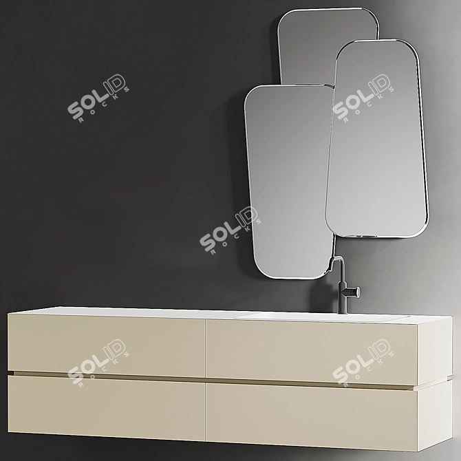 Edone Vanity Set with Integrated Sink - NIK 006 3D model image 2