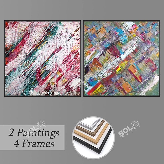 Elegant Wall Art Set with Multiple Frames 3D model image 1