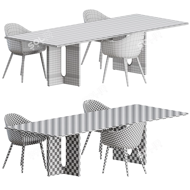 Harbour Chair and Androgyne Dining Table Set 3D model image 2