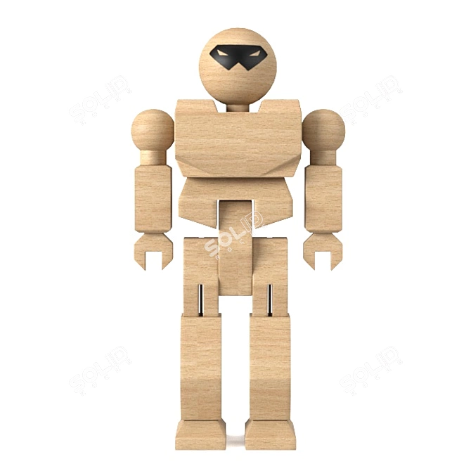Wooden Robot Toy 3D model image 2