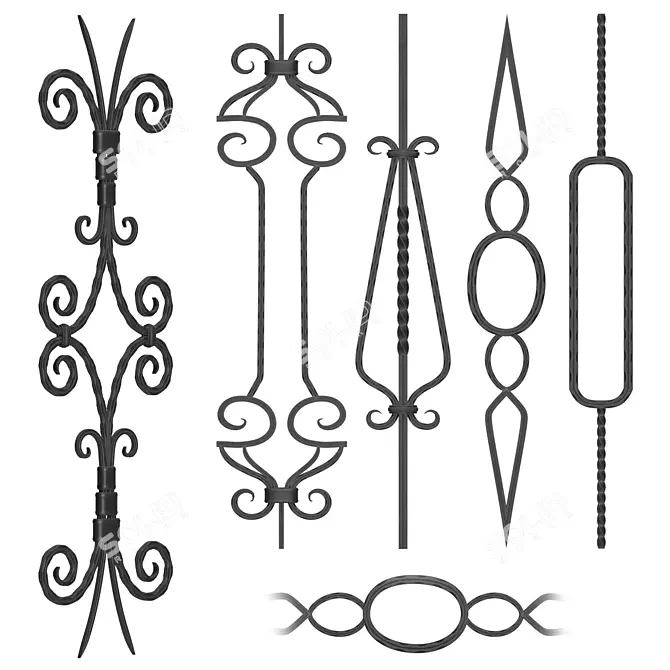 Elegant Wrought Iron Panel Kit 3D model image 1