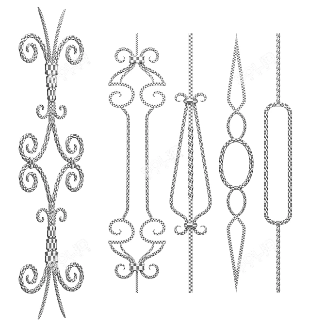 Elegant Wrought Iron Panel Kit 3D model image 2