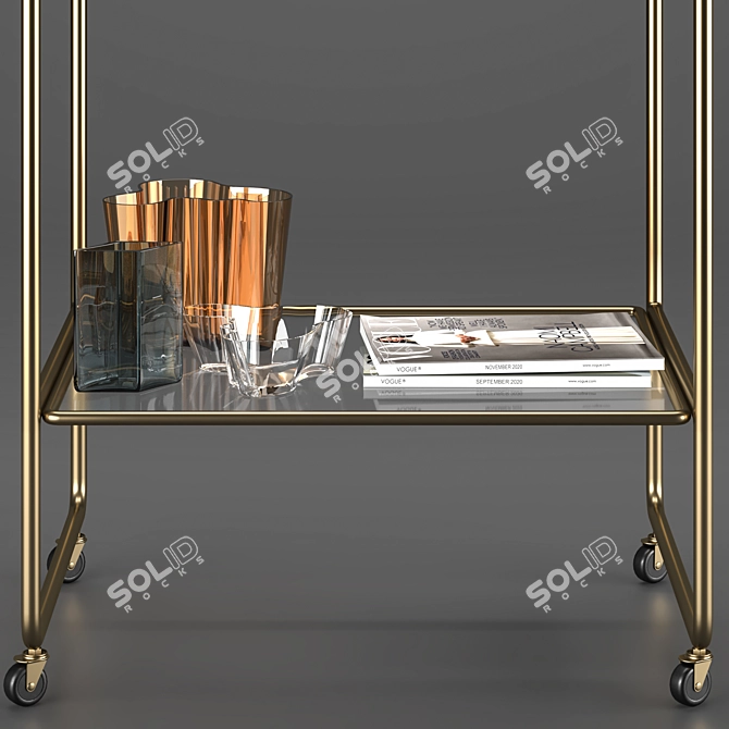 Stylish Bar Cart: Accessories Included 3D model image 3