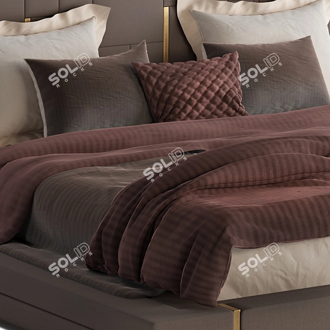 Sleek Touch Stainless Steel Bed 3D model image 2