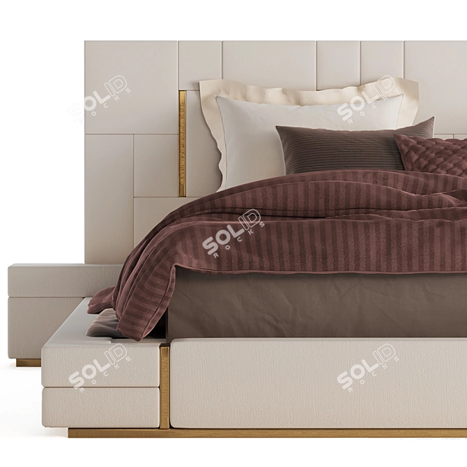 Sleek Touch Stainless Steel Bed 3D model image 3