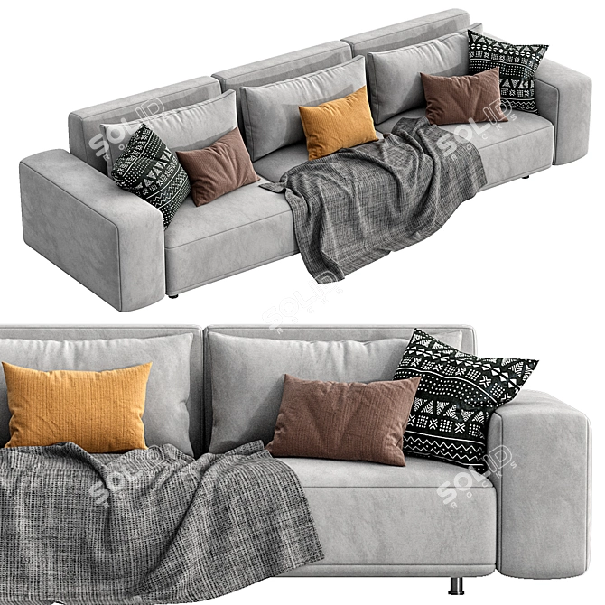 Modern Cross Sofa: Stylish and Versatile 3D model image 2