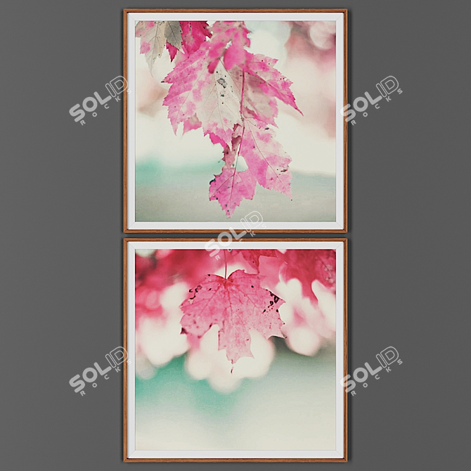 Wooden Frame Set with 2 Pictures 3D model image 1