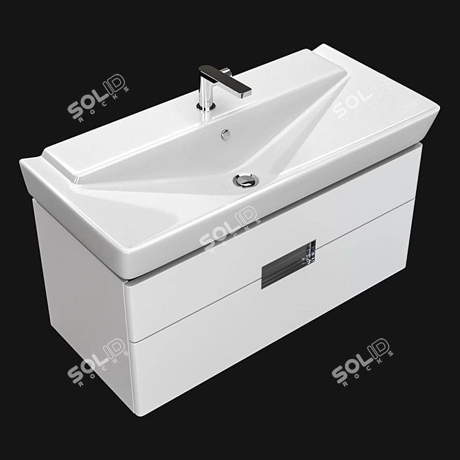 Jacob Delafon Reve 100cm: Wall-Hung Washbasin with Vanity Unit 3D model image 1