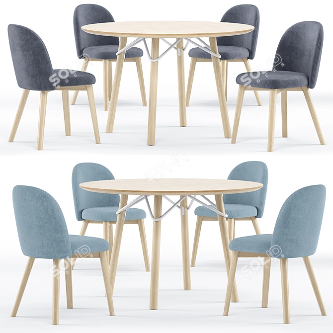 Sleek Tria Table and Tuka Chair 3D model image 1