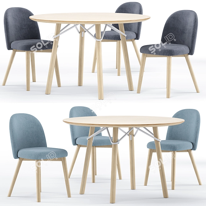 Sleek Tria Table and Tuka Chair 3D model image 2