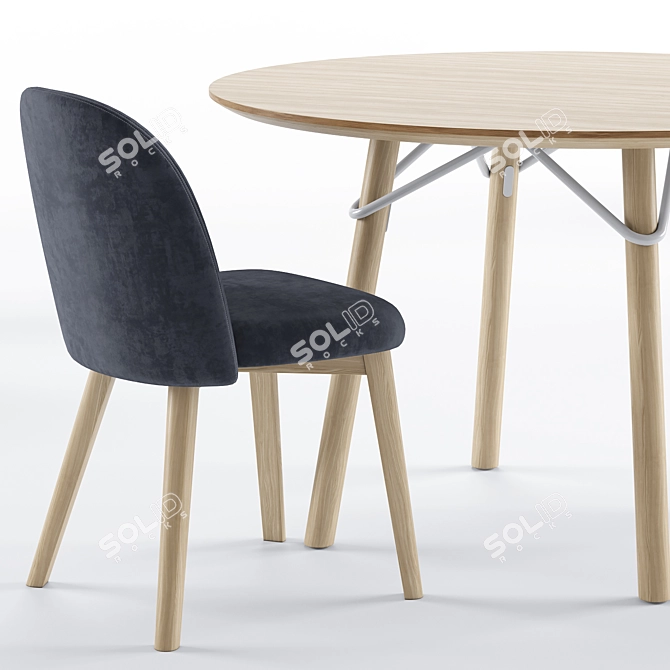 Sleek Tria Table and Tuka Chair 3D model image 3