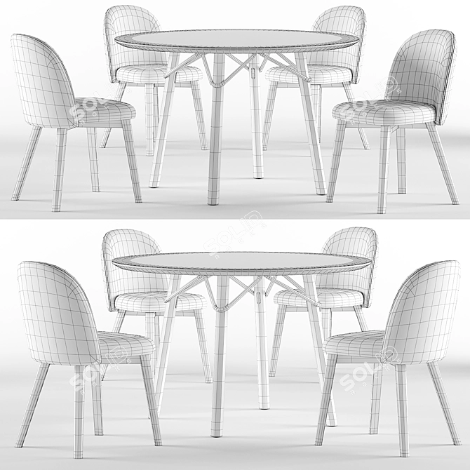 Sleek Tria Table and Tuka Chair 3D model image 5