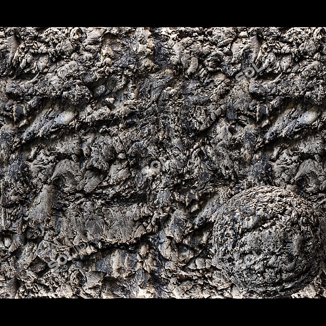 Sculpted Stone Wall Texture 3D model image 1