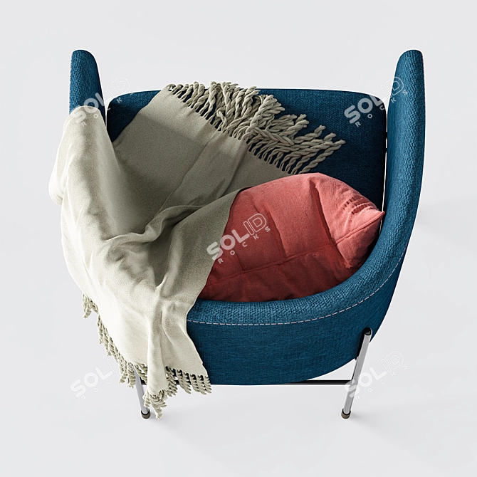 Modern Covent Chair in Blue/Tobacco Color 3D model image 4