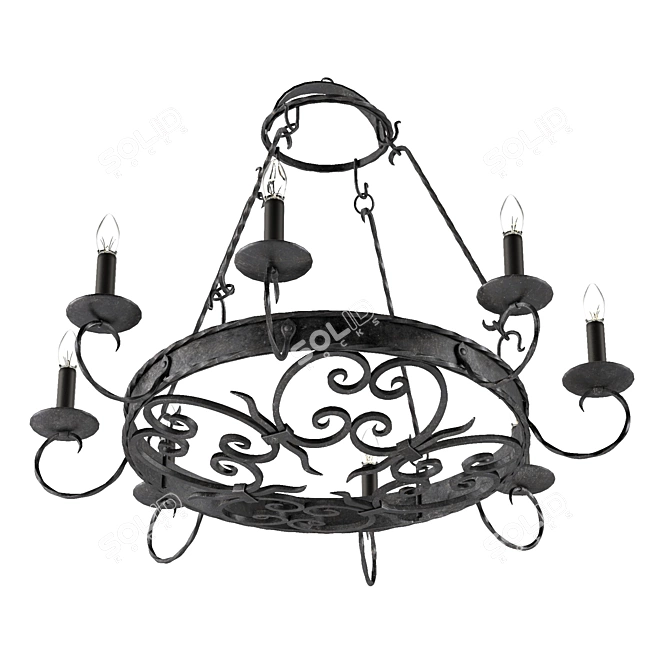 Spanish Style Wrought Iron Chandelier 3D model image 2