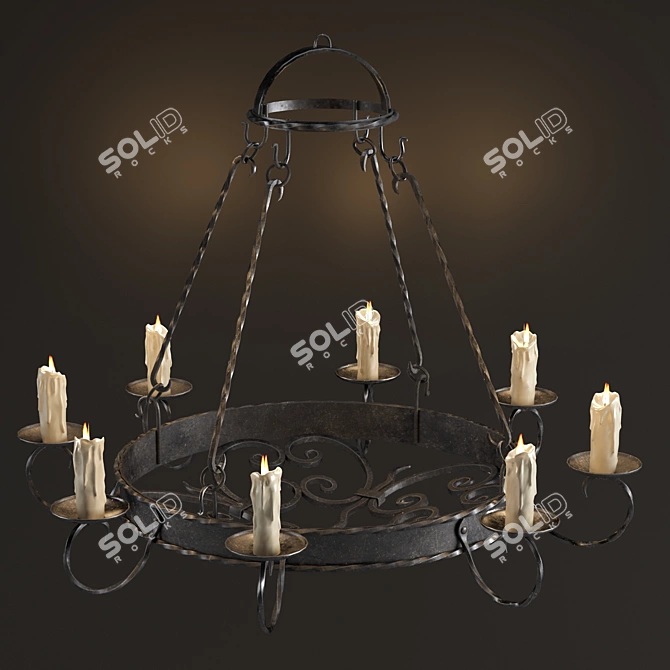 Spanish Style Wrought Iron Chandelier 3D model image 4