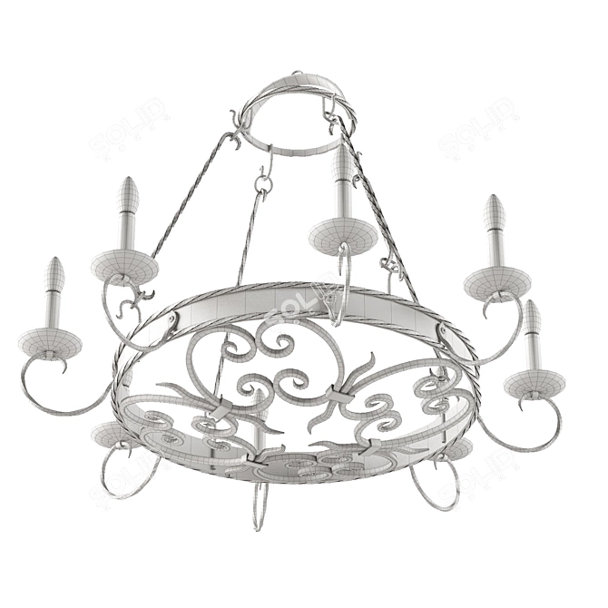 Spanish Style Wrought Iron Chandelier 3D model image 5