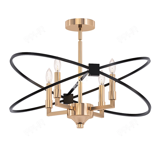 Vintage Bronze 4-Light Ceiling Fixture 3D model image 1