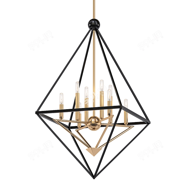 Elegant Louvre 8-Light Foyer Pendant 3D model image 1