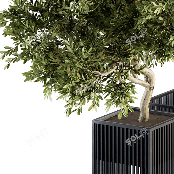 Metal Pot Outdoor Plants Set 3D model image 4