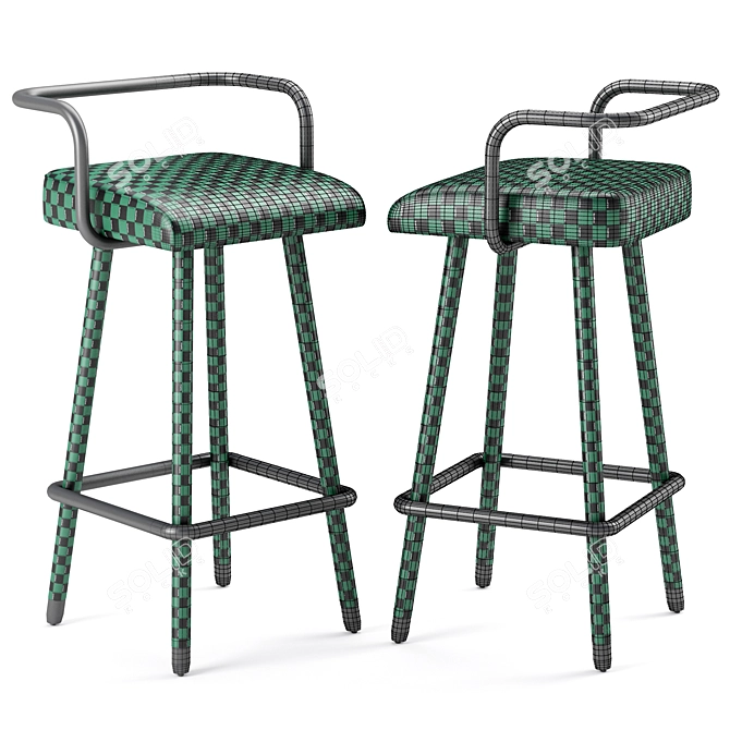 Modern Armrest-B Barstool: Stylish and Comfortable 3D model image 5