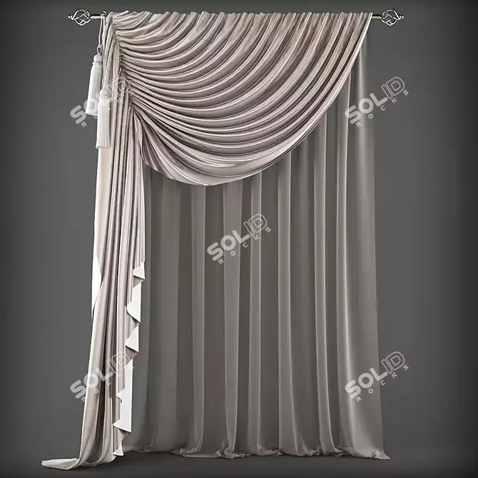 Elegant Poly Curtain Set 3D model image 1