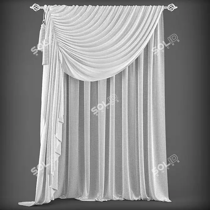 Elegant Poly Curtain Set 3D model image 2