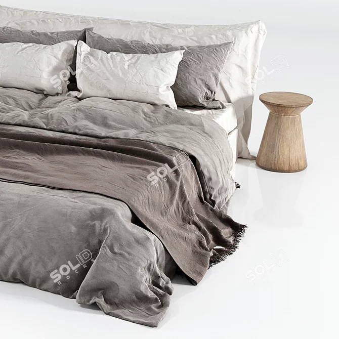 Luxury Linen Bedding Set - Enhanced Comfort 3D model image 2