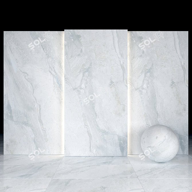 Elegant Helena Gray Marble Slabs 3D model image 1