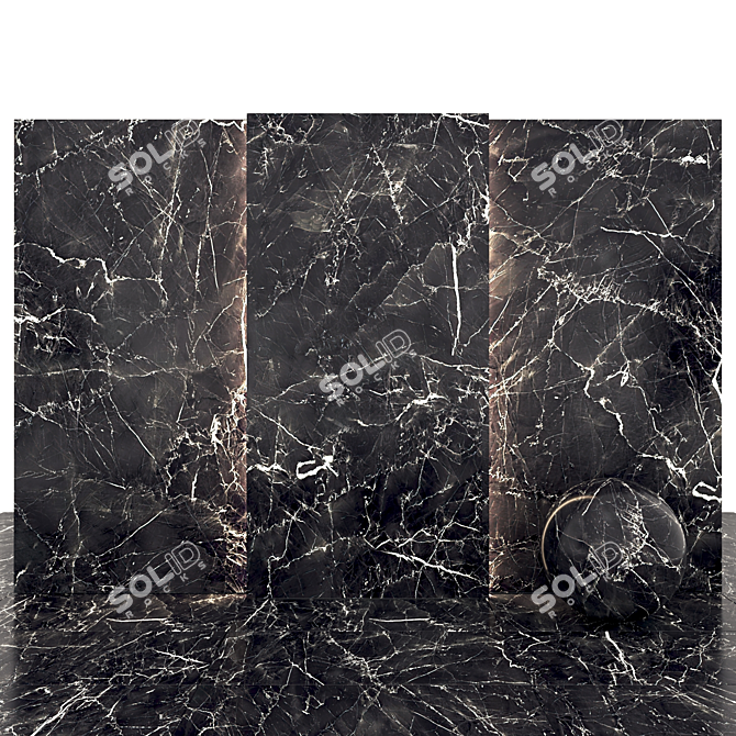 Sleek Gray Black Marble Tiles 3D model image 2