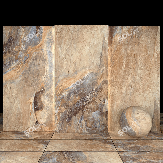 Katrin Brown Stone: Versatile Textured Tiles 3D model image 2