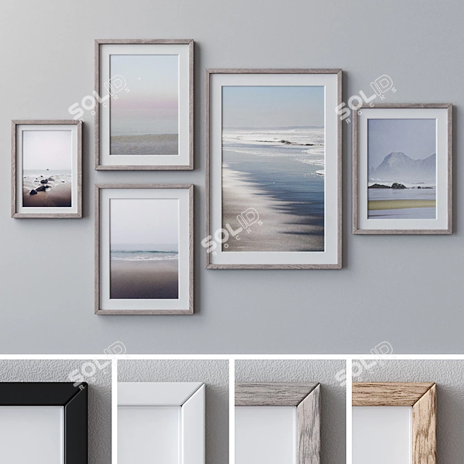 Versatile Photo Frames Set: 4 Colors, Glass, High Quality, UV Unwrapped 3D model image 1