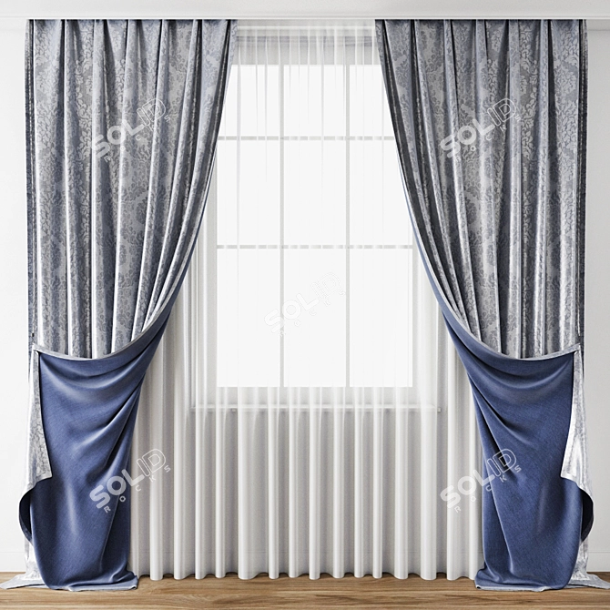 Elegant Curtain Model | 3D Max & Obj 3D model image 1