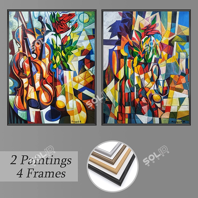 Customizable Wall Art Set with Multiple Frames 3D model image 1