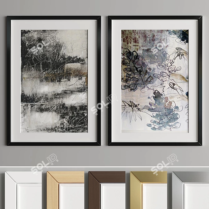 Modern Art Frame: A39 | 4 Woods & 2 Metals 3D model image 2