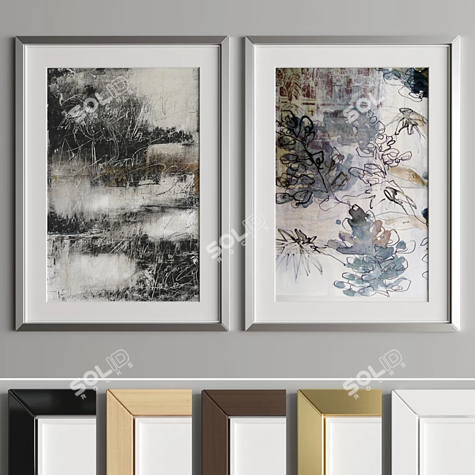 Modern Art Frame: A39 | 4 Woods & 2 Metals 3D model image 3