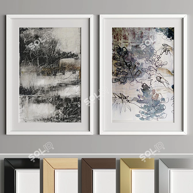 Modern Art Frame: A39 | 4 Woods & 2 Metals 3D model image 4