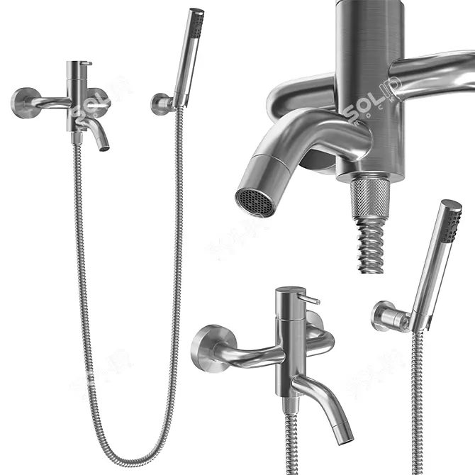 Cisal Xion Inox Single Lever Bath Mixer with Shower Set 3D model image 1
