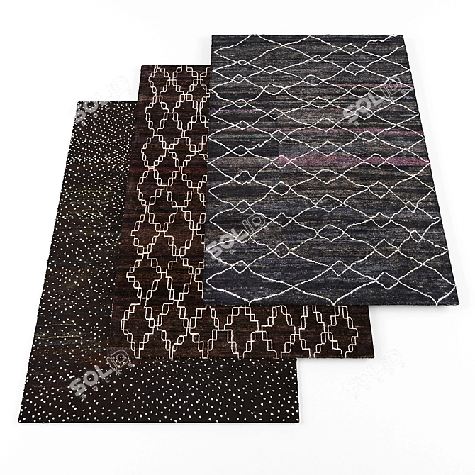 Multi-textured Carpets Set (3 Pieces) 3D model image 1