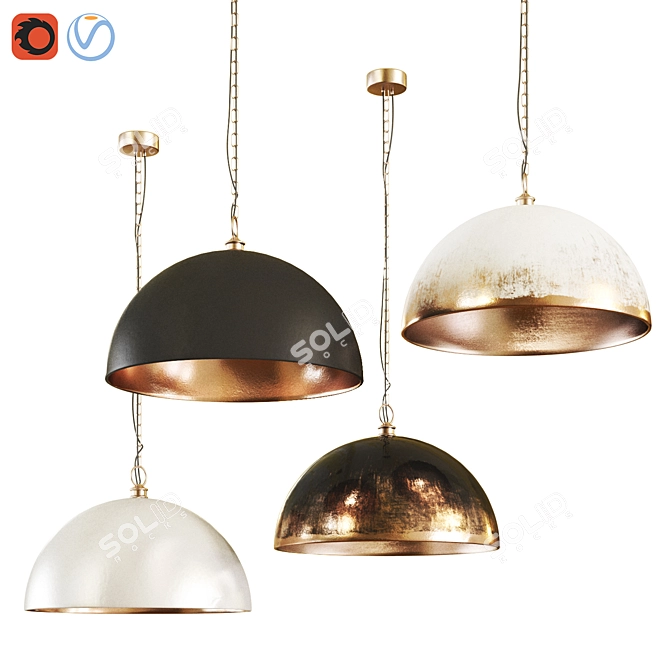 Modern Dome Pendant Light 3D model image 2