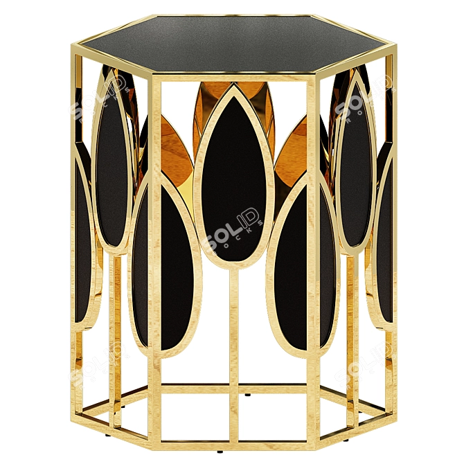 Eichholtz Florian: Black Glass Table with Gold Base 3D model image 1