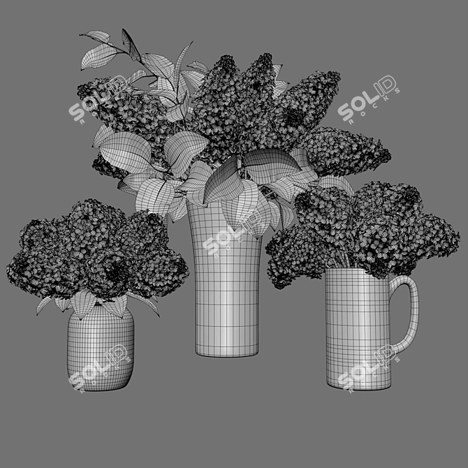 Elegant Floral Decor Set 3D model image 5